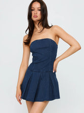 Fantastical Strapless Playsuit Dark Denim